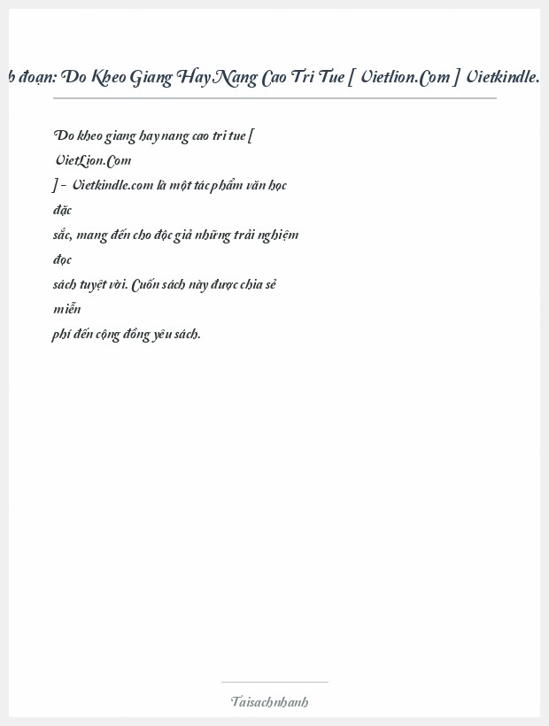 Trích đoạn Do Kheo Giang Hay Nang Cao Tri Tue [ Vietlion.Com ] Vietkindle.Com