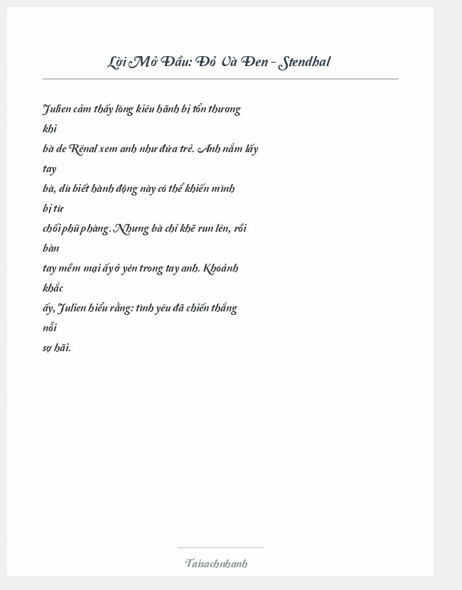 Trích đoạn Đỏ Và Đen - Stendhal