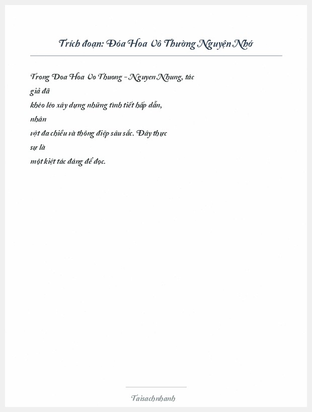 Trích đoạn Đóa Hoa Vô Thường Nguyện Nhớ