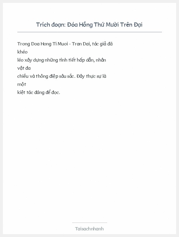 Trích đoạn Đóa Hồng Thứ Mười Trên Đại