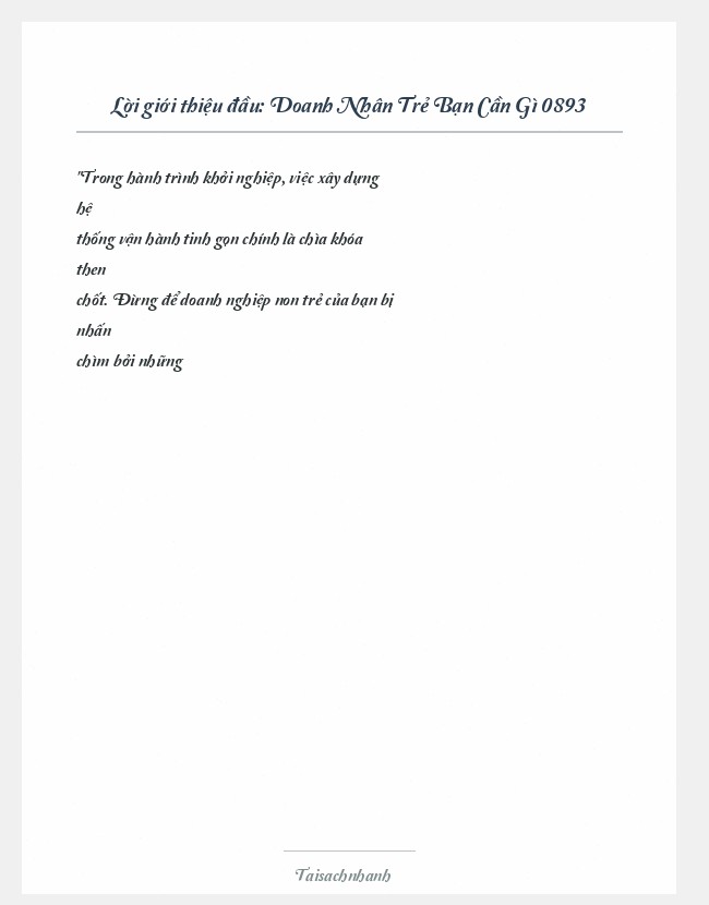 Trích đoạn Doanh Nhân Trẻ Bạn Cần Gì 0893