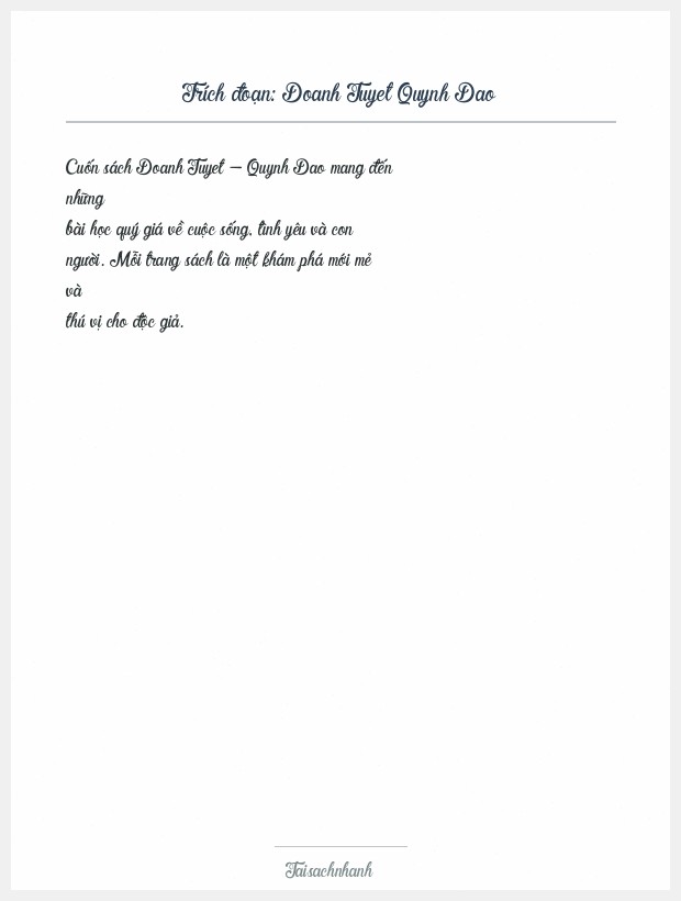 Trích đoạn Doanh Tuyet Quynh Dao
