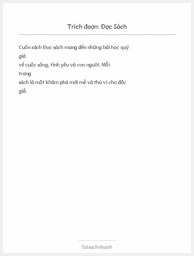 Trích đoạn Đọc Sách