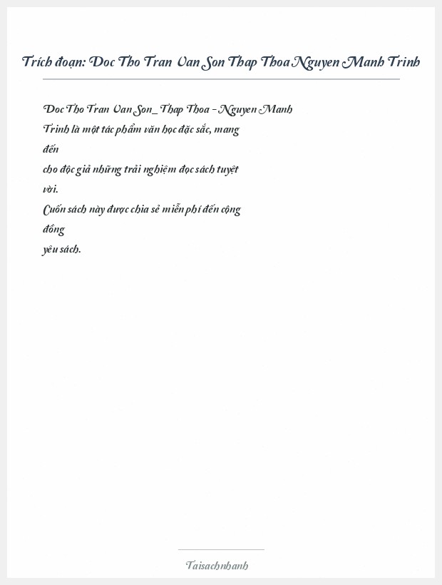 Trích đoạn Doc Tho Tran Van Son Thap Thoa Nguyen Manh Trinh