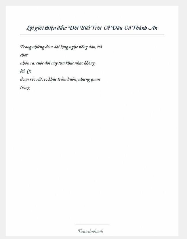 Trích đoạn Đời Biết Trời Về Đâu Vũ Thành An