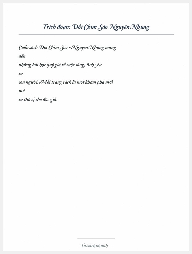 Trích đoạn Đồi Chim Sáo Nguyên Nhung