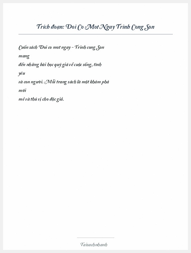 Trích đoạn Doi Co Mot Ngay Trinh Cong Son
