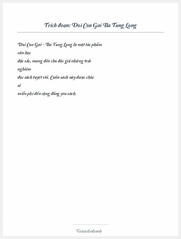 Trích đoạn Doi Con Gai Ba Tung Long