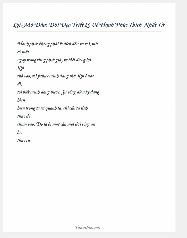 Trích đoạn Đời Đẹp Triết Lý Về Hạnh Phúc Thích Nhất Tử