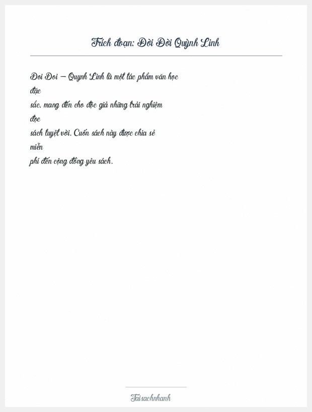 Trích đoạn Đời Đời Quỳnh Linh