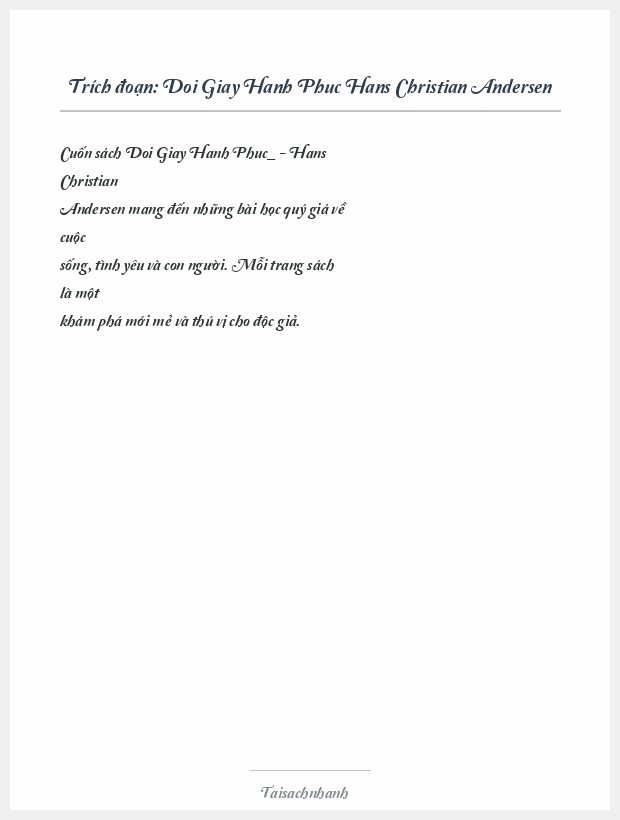 Trích đoạn Doi Giay Hanh Phuc Hans Christian Andersen