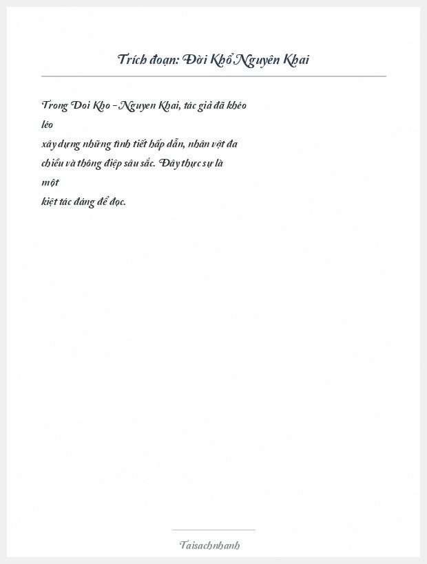 Trích đoạn Đời Khổ Nguyên Khai