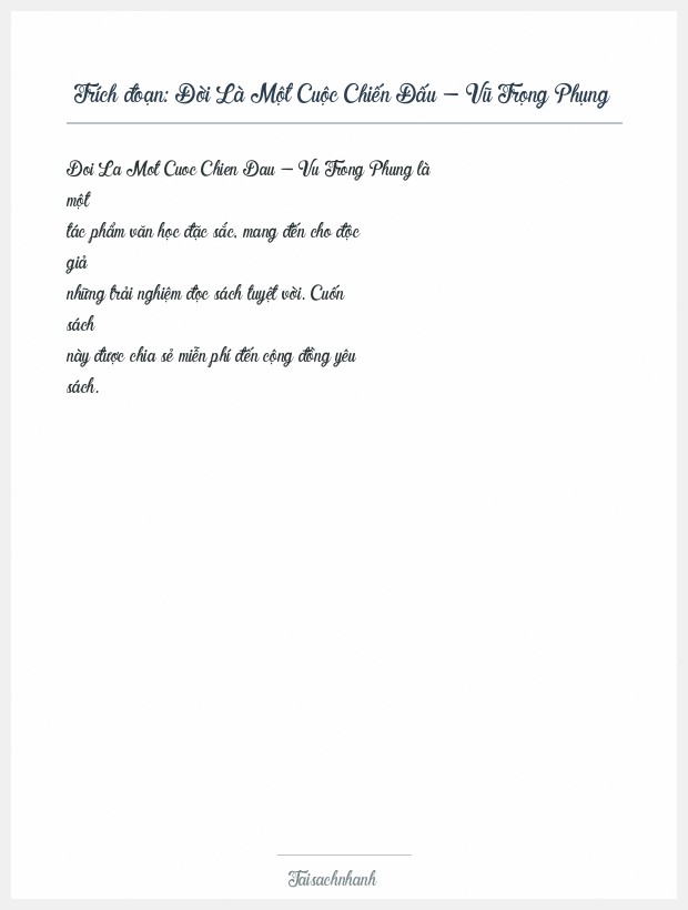 Trích đoạn Đời Là Một Cuộc Chiến Đấu - Vũ Trọng Phụng
