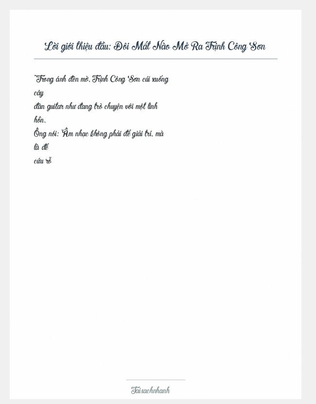 Trích đoạn Đôi Mắt Nào Mở Ra Trịnh Công Sơn