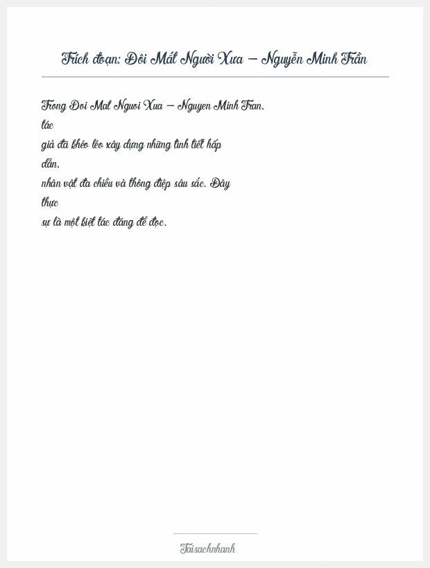 Trích đoạn Đôi Mắt Người Xưa - Nguyễn Minh Trần