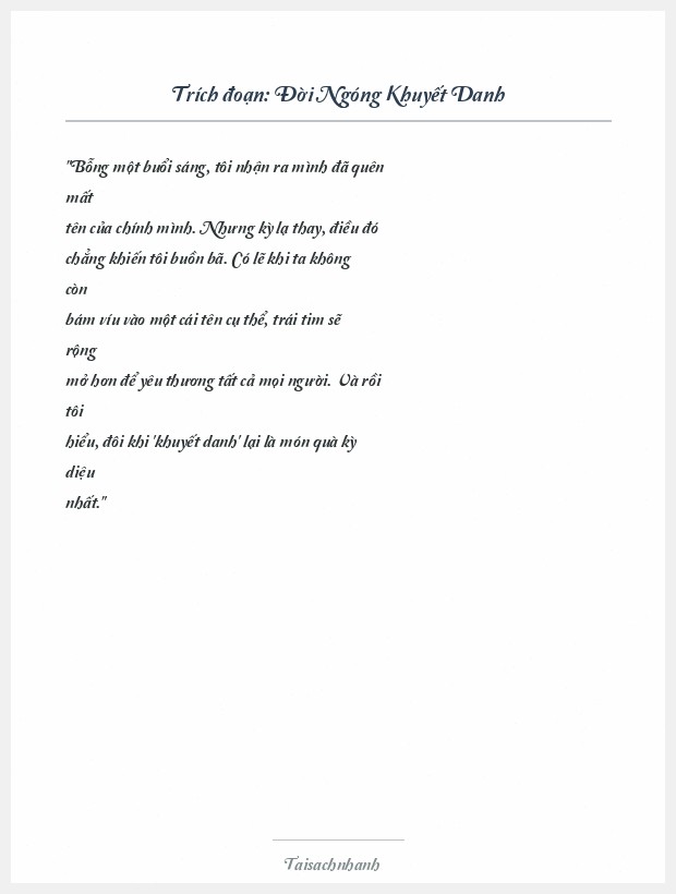 Trích đoạn Đời Ngóng Khuyết Danh