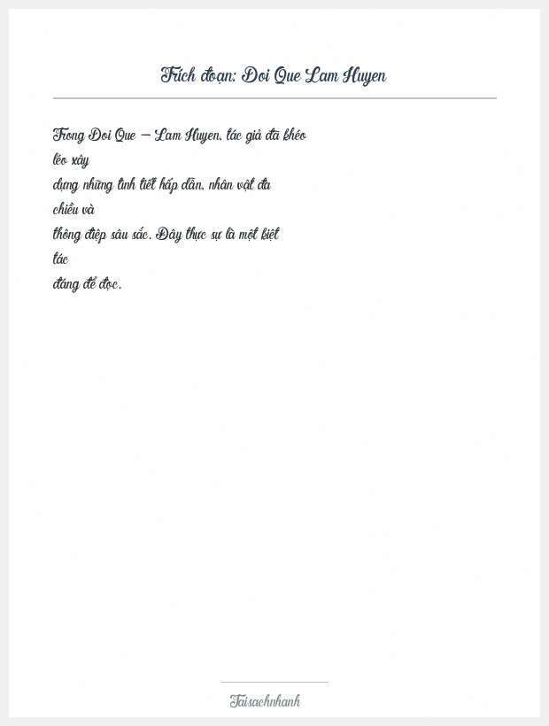 Trích đoạn Doi Que Lam Huyen