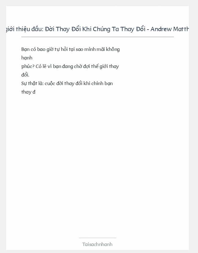 Trích đoạn Đời Thay Đổi Khi Chúng Ta Thay Đổi - Andrew Matthews