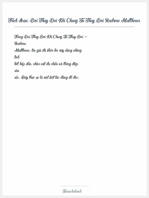 Trích đoạn Doi Thay Doi Khi Chung Ta Thay Doi Andrew Matthews