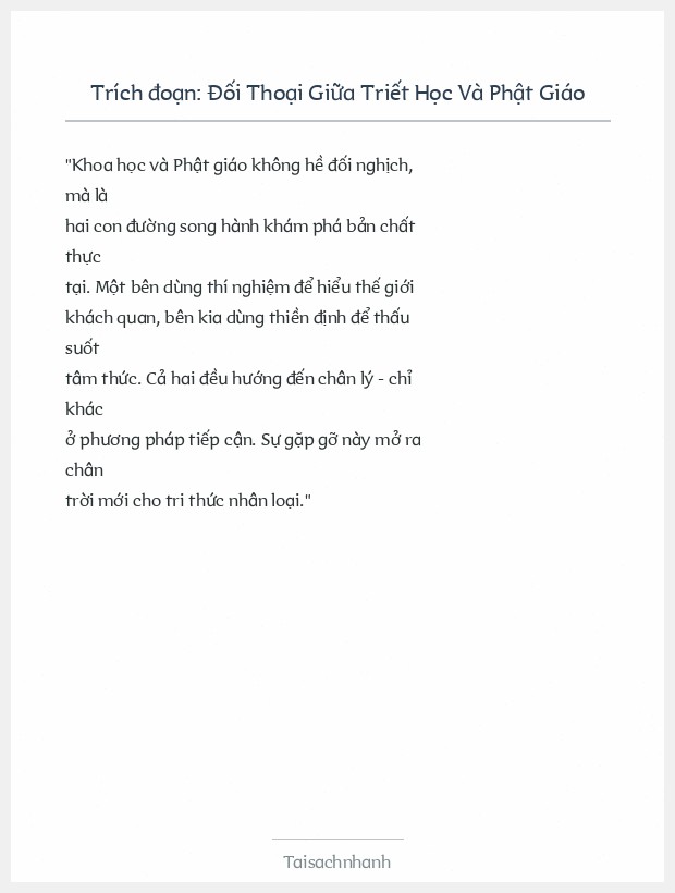 Trích đoạn Đối Thoại Giữa Triết Học Và Phật Giáo
