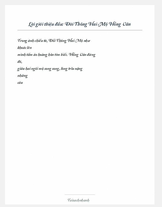 Trích đoạn Đời Thông Hai Mộ Hồng Vân