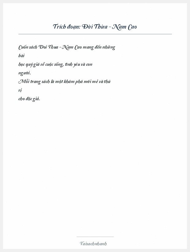 Trích đoạn Đời Thừa - Nam Cao