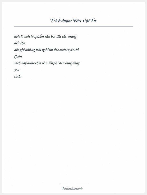 Trích đoạn Đời Vật Tư
