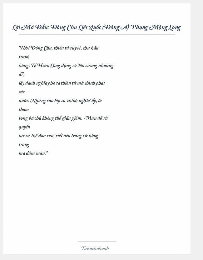 Trích đoạn Đông Chu Liệt Quốc (Đông A) Phụng Mộng Long