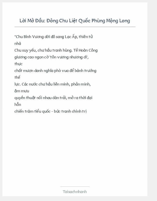 Trích đoạn Đông Chu Liệt Quốc Phùng Mộng Long