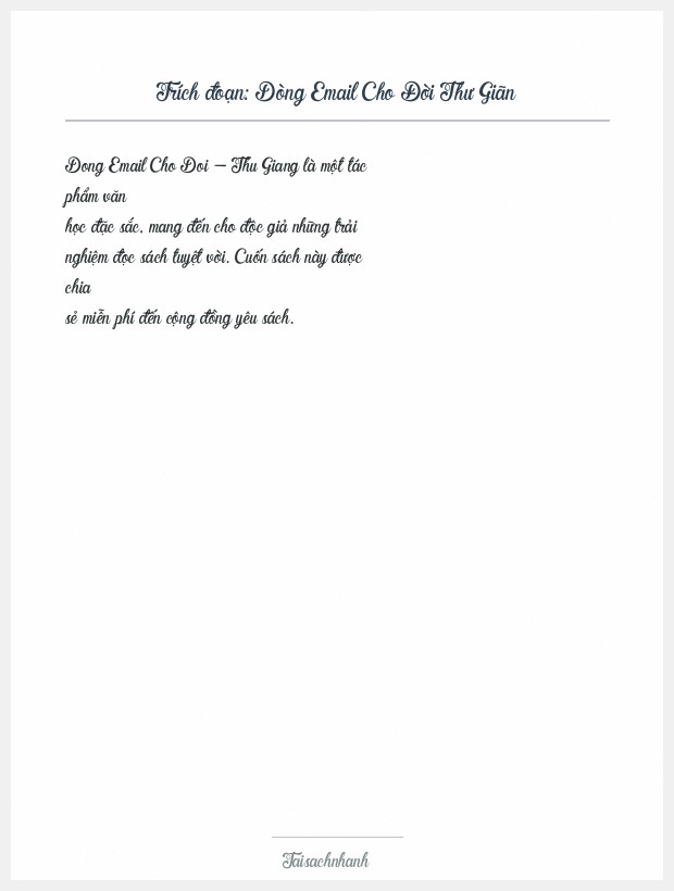 Trích đoạn Dòng Email Cho Đời Thư Giãn