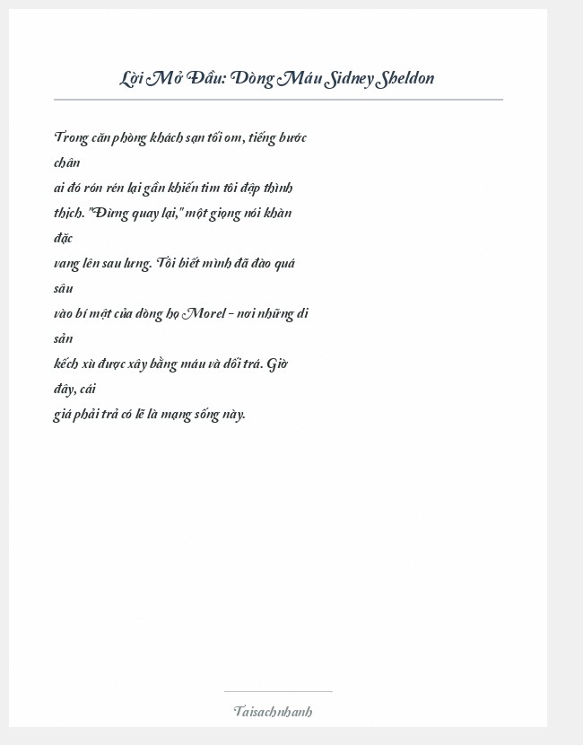 Trích đoạn Dòng Máu Sidney Sheldon