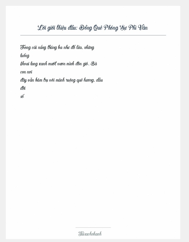 Trích đoạn Đồng Quê Phóng Sự Phì Vân