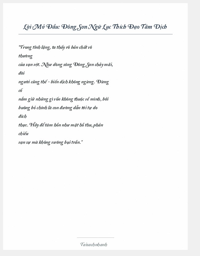 Trích đoạn Đông Sơn Ngữ Lục Thích Đạo Tâm Dịch