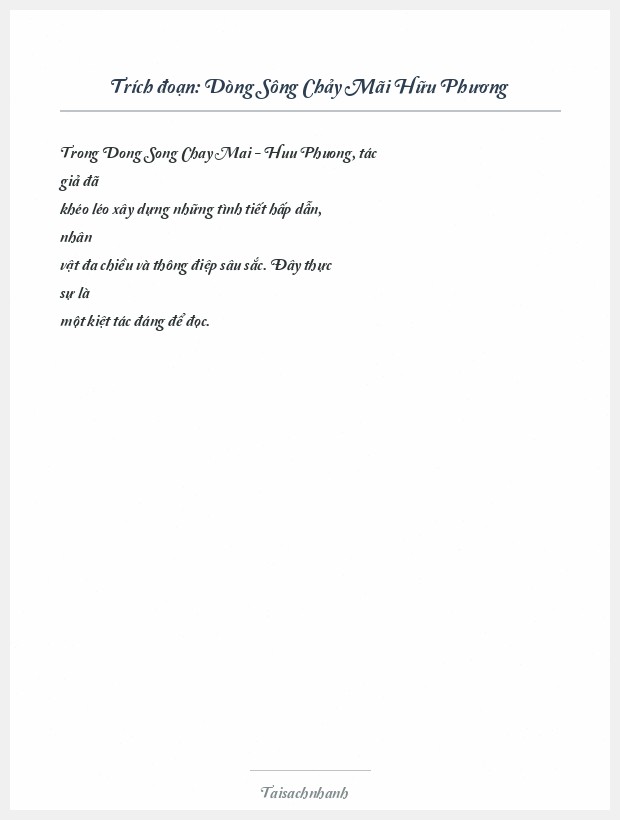 Trích đoạn Dòng Sông Chảy Mãi Hữu Phương