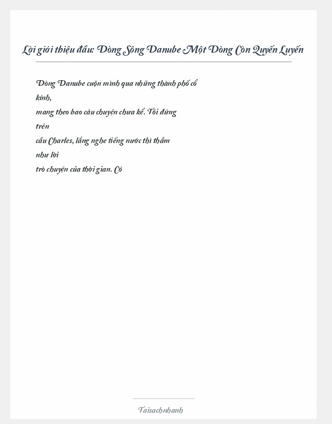 Trích đoạn Dòng Sông Danube Một Dòng Còn Quyến Luyến