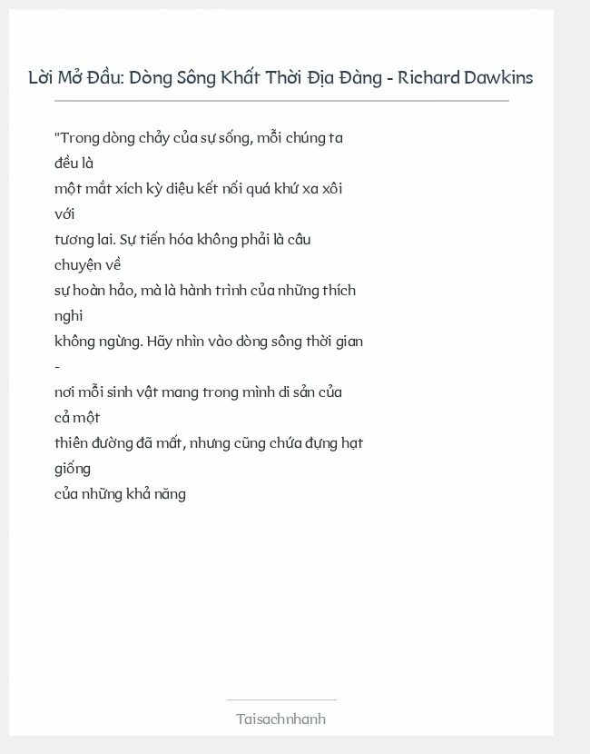 Trích đoạn Dòng Sông Khất Thời Địa Đàng - Richard Dawkins