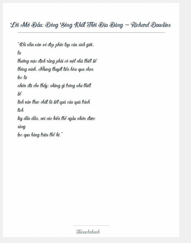 Trích đoạn Dòng Sông Khất Thời Địa Đàng - Richard Dawkins