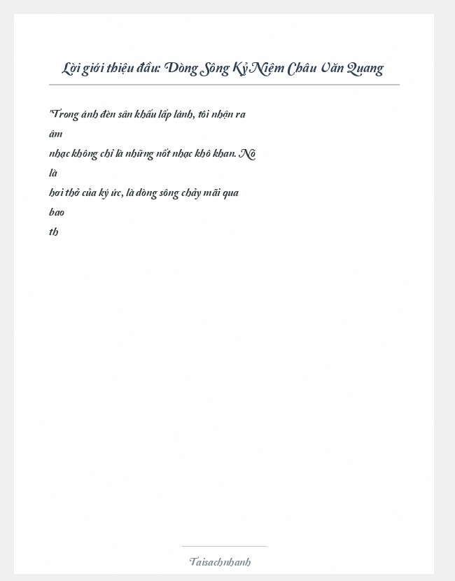 Trích đoạn Dòng Sông Kỷ Niệm Châu Văn Quang