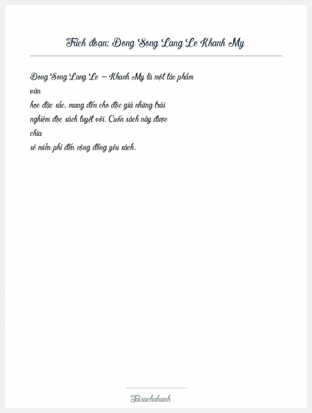 Trích đoạn Dong Song Lang Le Khanh My