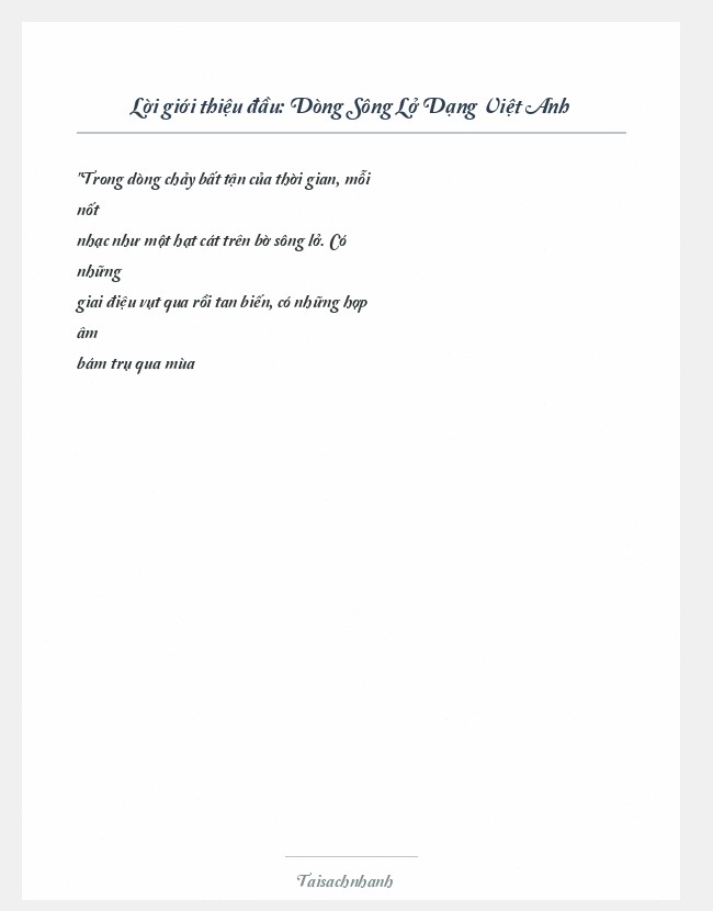 Trích đoạn Dòng Sông Lở Dạng Việt Anh