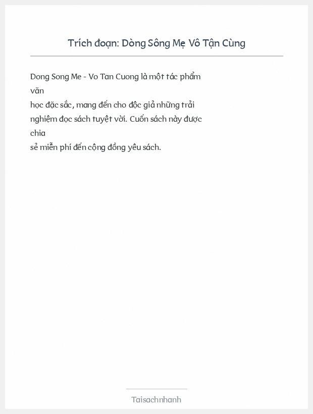 Trích đoạn Dòng Sông Mẹ Vô Tận Cùng