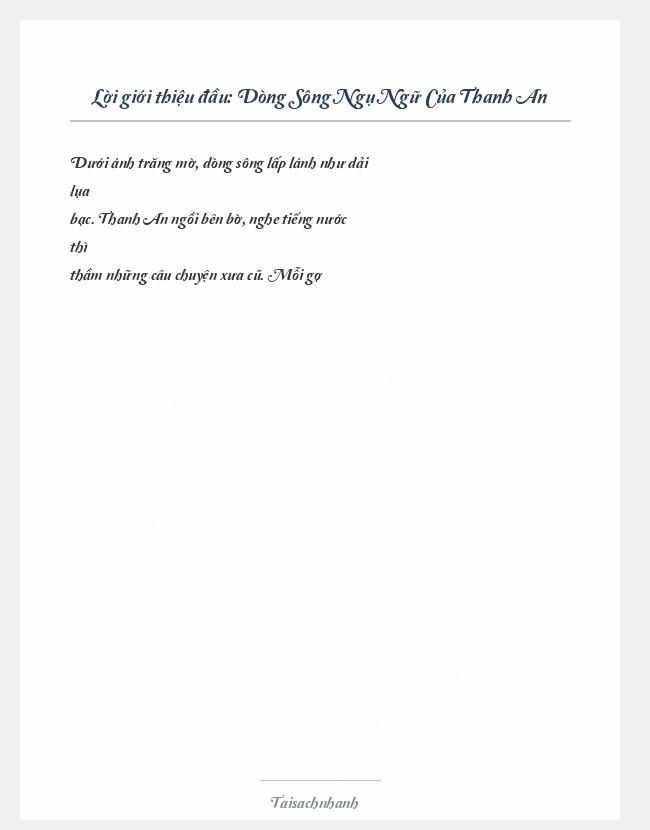 Trích đoạn Dòng Sông Ngụ Ngữ Của Thanh An