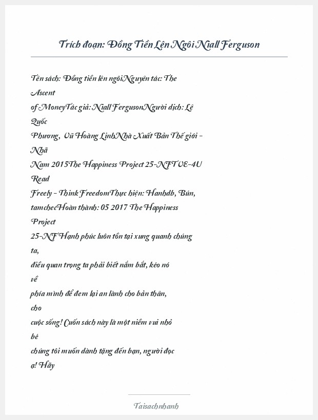 Trích đoạn Đồng Tiền Lên Ngôi Niall Ferguson