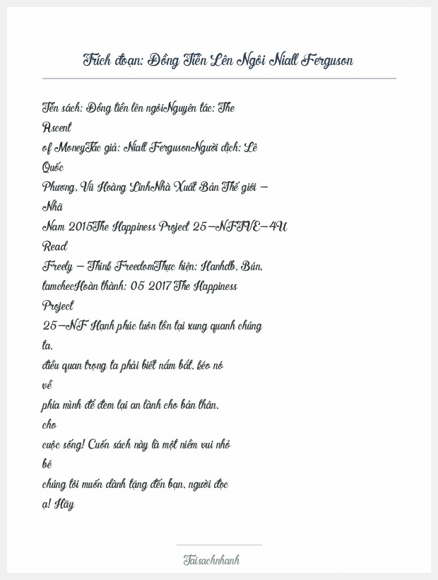 Trích đoạn Đồng Tiền Lên Ngôi Niall Ferguson