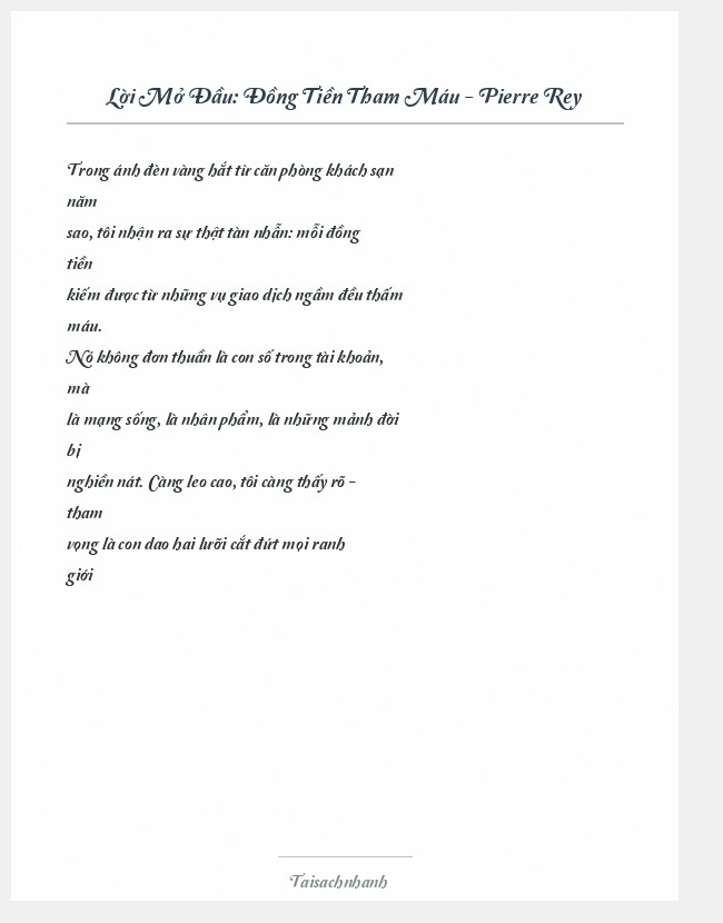 Trích đoạn Đồng Tiền Tham Máu - Pierre Rey