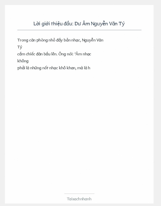 Trích đoạn Dư Âm Nguyễn Văn Tý