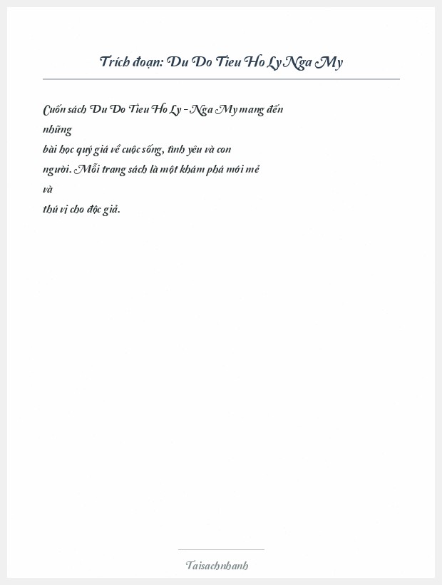 Trích đoạn Du Do Tieu Ho Ly Nga My