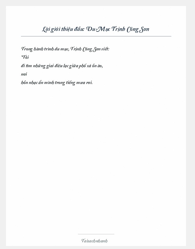 Trích đoạn Du Mục Trịnh Công Sơn