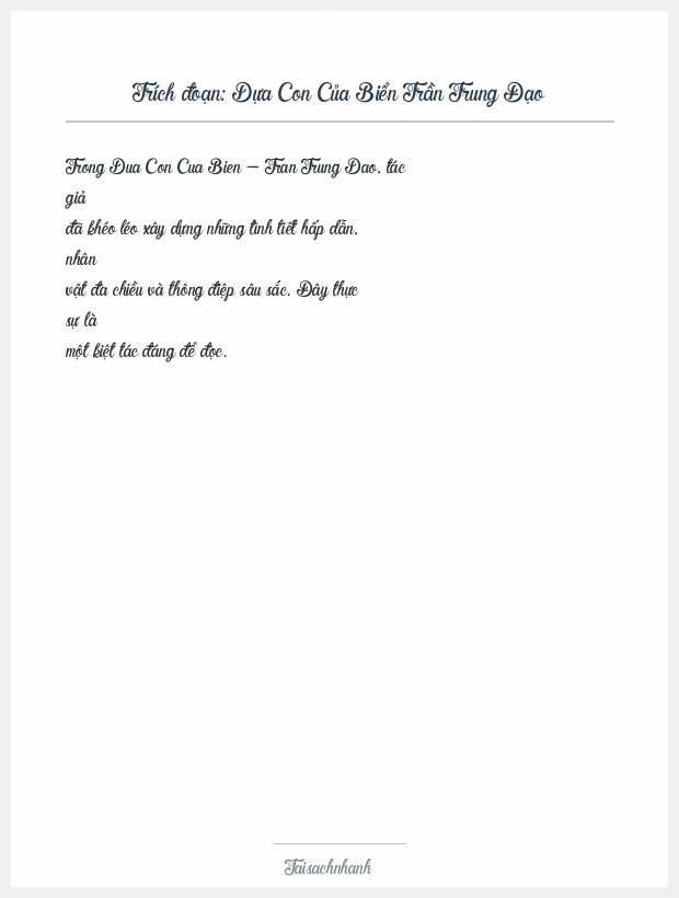 Trích đoạn Dựa Con Của Biển Trần Trung Đạo