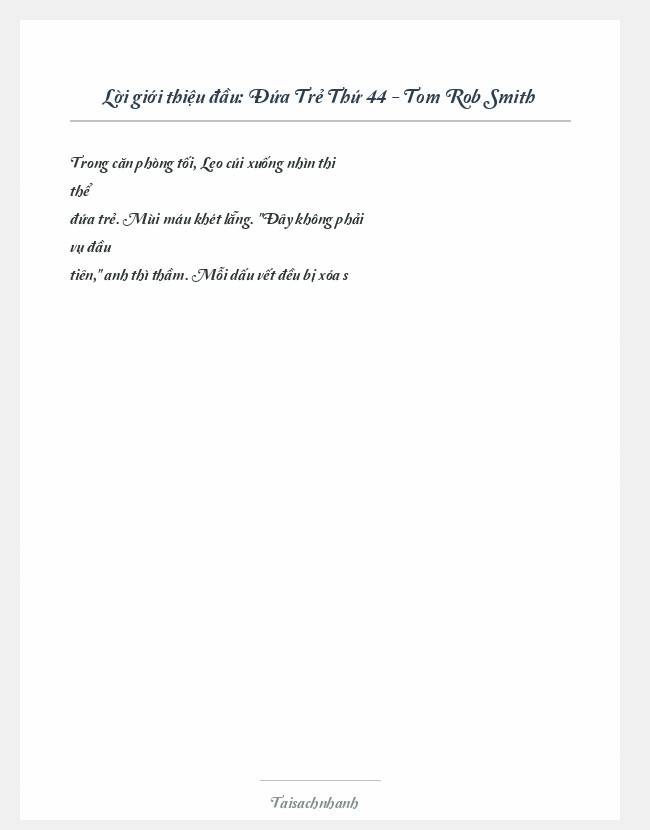 Trích đoạn Đứa Trẻ Thứ 44 - Tom Rob Smith